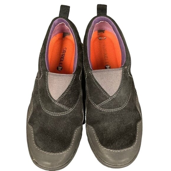 Merrell Women's Albany Black Mocs Sneakers Gray Purple Stretch Slip On Size 7 - Picture 4 of 14
